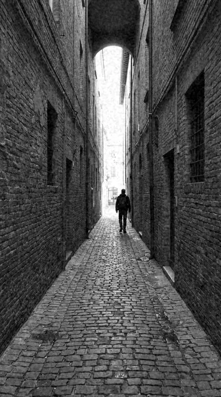 Graded with Darkroom: Press mono, the alley at working contrast